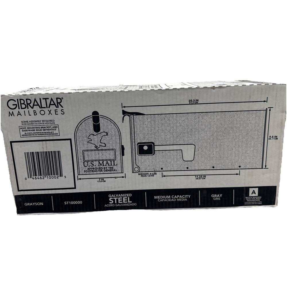 Gibraltar Grayson T1 Gray Steel Rural Post Mount Mailbox ST1000AM Gibraltar {F7}